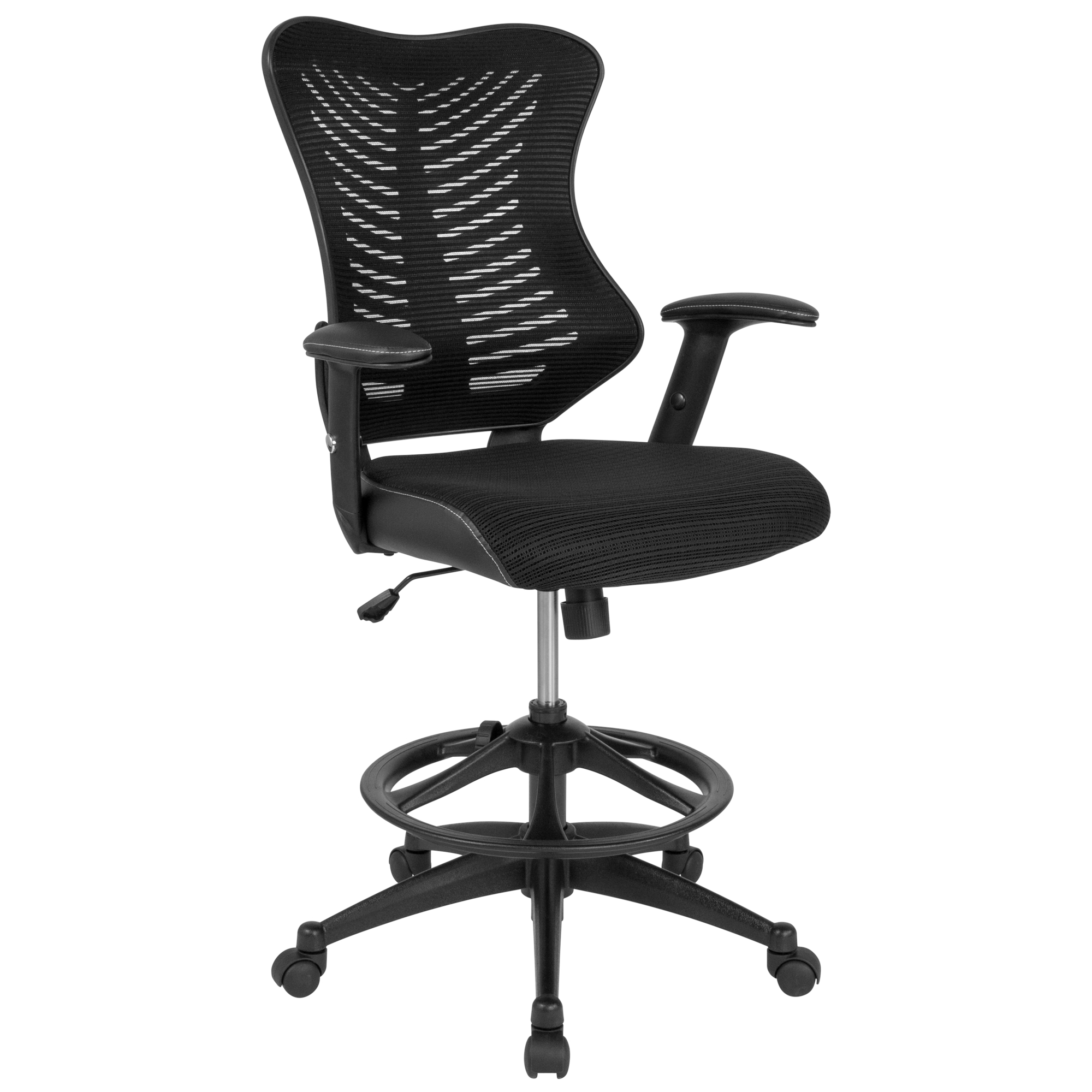 Flash Furniture, Black High Back Drafting Chair - LeatherSoft Sides, Included (qty.) 1 Model# BLLB8816D